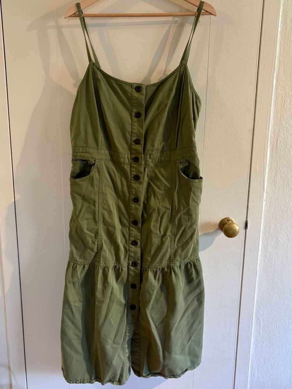 Madewell Olive Green Button-Front Dress